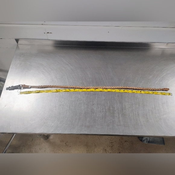 Elegant Tan Braided Leather Mini Belt - Picture 6 of 6